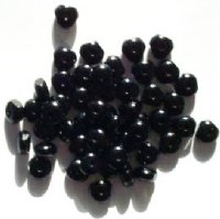50 4x7mm Tri-Cut Black Firepolish Beads